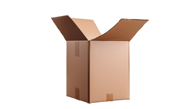 Empty brown box isolated, transparent background png