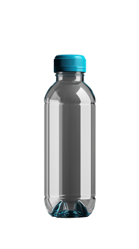 Clear plastic water bottle with turquoise cap, transparent background png