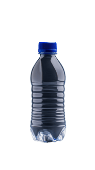 Water bottle with dark blue cap, transparent background png