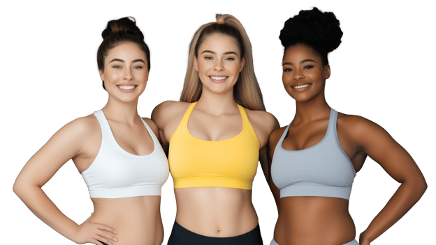 Women posing in athletic outfits, transparent background png