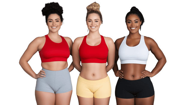 Diverse women in fitness attire, transparent background png