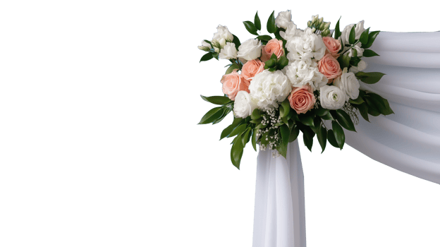 Floral wedding arch decoration, transparent background png