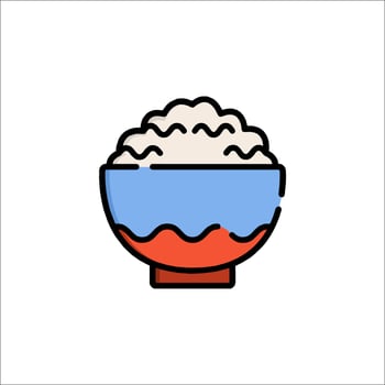 Rice bowl icon illustration vector