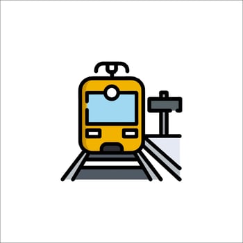 A train is on the tracks and there is a sign vector