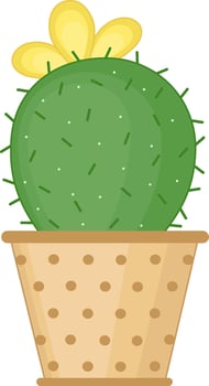 Green Cactus With Yellow Flower Illustration vector