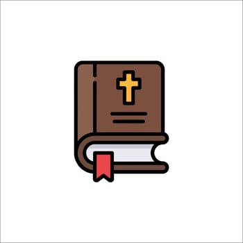 A bible icon with a cross on top vector