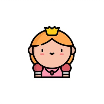 A cartoon princess with a crown on her head vector