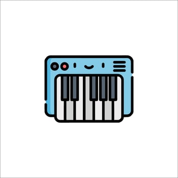 A piano icon with a smiley face vector