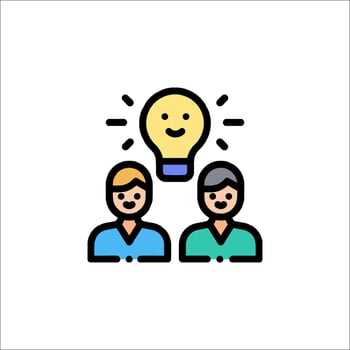 Two people with a light bulb above their heads vector