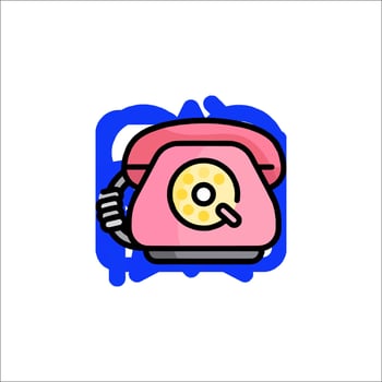 A pink telephone icon on a white background vector