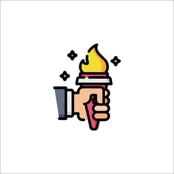 Hand holding torch icon vector