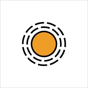 A circle with an orange sun in the center vector