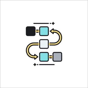 A line icon of a process with arrows vector
