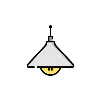 A lamp hanging from a ceiling with a yellow light bulb vector