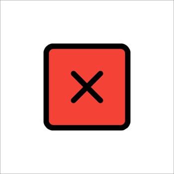 A red square with an x on it vector