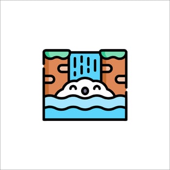 A cartoon bear in the water with a waterfall vector