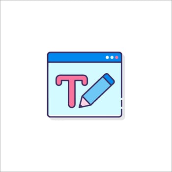 A pencil and a t on a computer screen vector