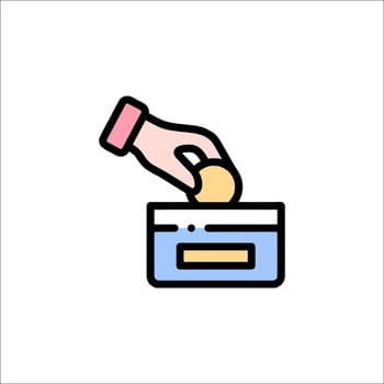 A hand putting money into a box icon vector