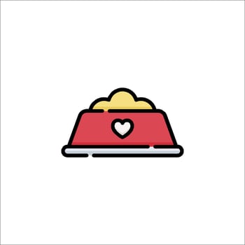 A red bowl with food and a heart on it vector