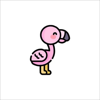 A cartoon flamingo with a pink body and black beak vector