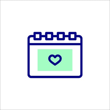 A calendar with a heart icon vector