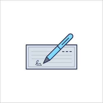 Check line icon with pen and paper vector