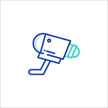 A blue and green icon of a camera vector