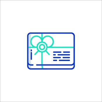 A gift card icon with a bow and ribbon vector