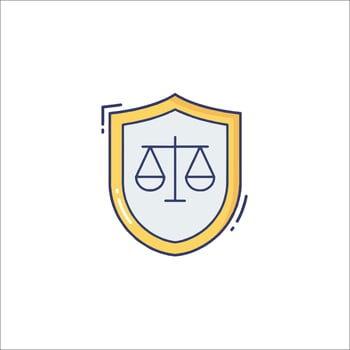 A shield with an image of scales of justice vector