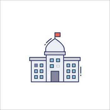 A building with a flag on top and a flag on the roof vector