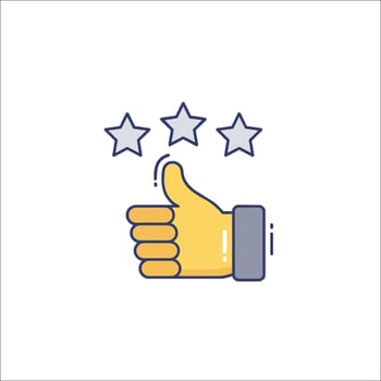 A hand with a thumbs up and five stars vector