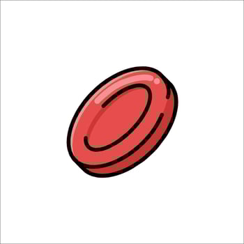 A red ball is shown in a flat style vector