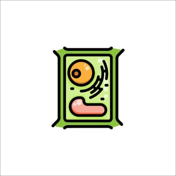 A green and orange box with a green and orange face vector
