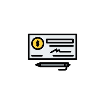 A check with a pen and a dollar sign vector