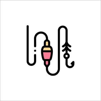 A fish hook and a fish are connected by a line vector