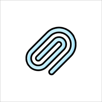 A blue and black line icon of a paper clip vector