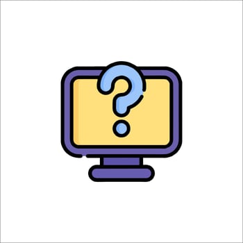 Question mark icon on computer monitor vector