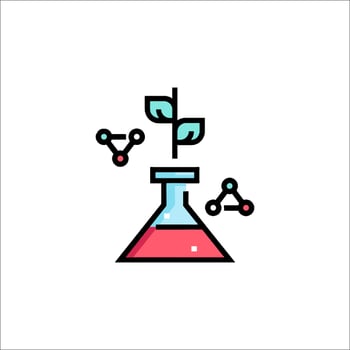 A chemical flask with a plant growing out of it vector