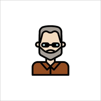 A man with glasses and beard in a brown shirt vector