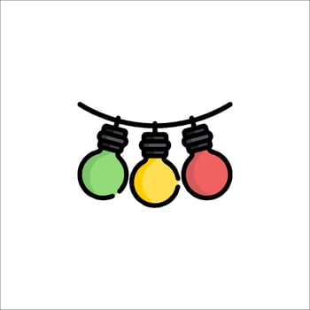 Christmas lights hanging on a wire icon vector