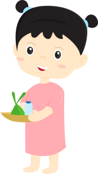 kid girl are making merit by giving alms cartoon illustration design png