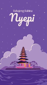 Pura Ulun Danu Beratan Silence Day vector
