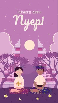Silence Meditation in Nyepi Day vector