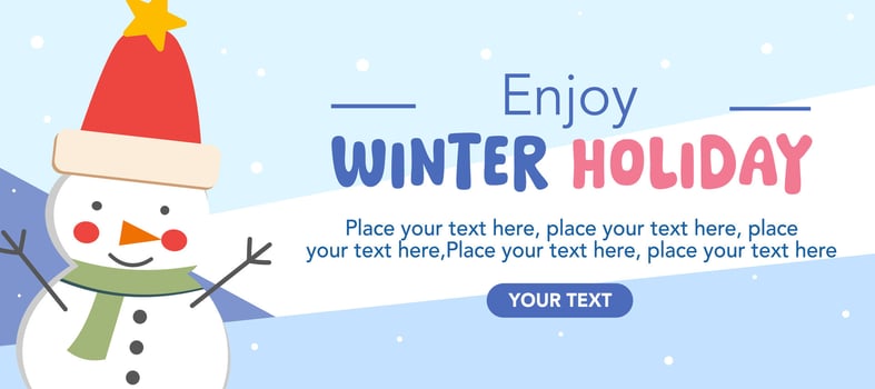 Winter season illustration banner with creative snowman element on pastel background good for sale promotion, poster, greeting card, advertisement and flyer vector