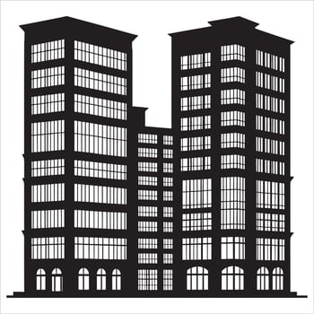 Elegant Building Silhouette with Clean Design on White Background vector