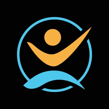 Blue Yellow Modern Illustrative Life Coach Logo. vector