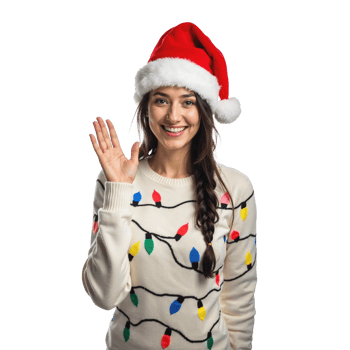 girl in santa hat and christmas sweater png