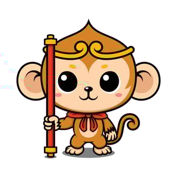 Cute Monkey King Cartoon Character vector