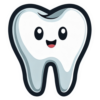 Cartoon tooth with a smile sticker design png