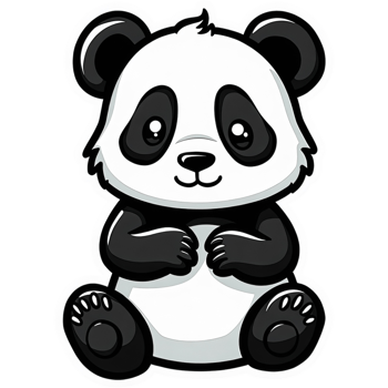 Cute cartoon panda bear is sitting sticker design png